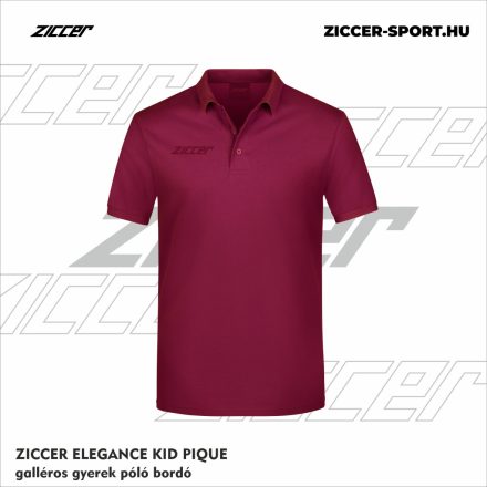 ZICCER ELEGANCE KID PIQUE galléros póló gyerek bordó