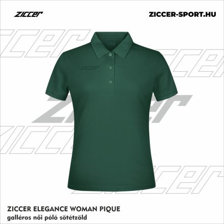 ZICCER ELEGANCE WOMAN PIQUE galléros póló női sötétzöld