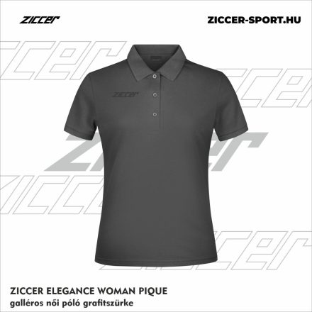 ZICCER ELEGANCE WOMAN PIQUE galléros póló női grafitszürke