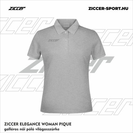 ZICCER ELEGANCE WOMAN PIQUE galléros póló női sötét világosszürke