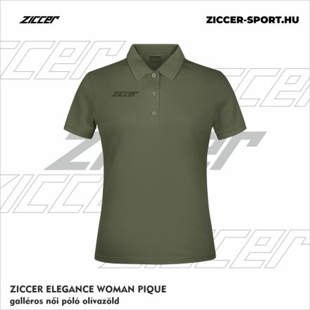 ZICCER ELEGANCE WOMAN PIQUE galléros póló női olívzöld