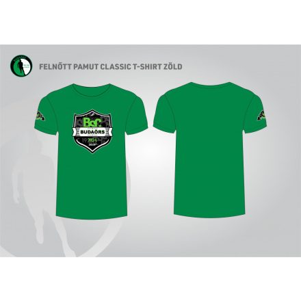 Budaörs T-shirt felnőtt kereknyakú pamut póló zöld