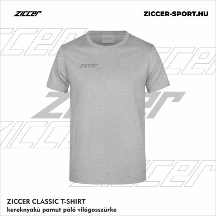 ZICCER CLASSIC T-SHIRT kereknyakú pamut póló világosszürke