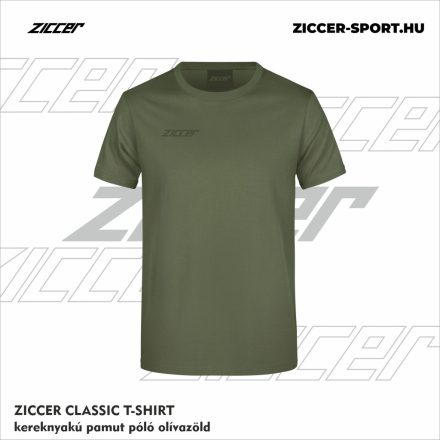 ZICCER CLASSIC T-SHIRT kereknyakú pamut póló olívzöld