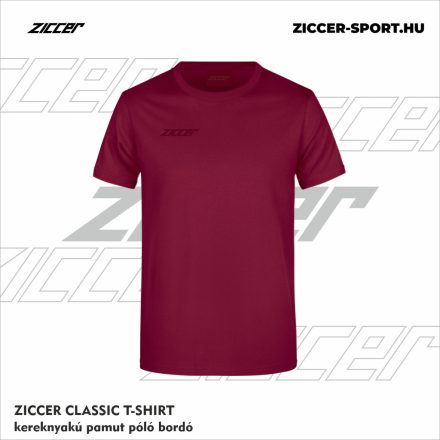 ZICCER CLASSIC T-SHIRT kereknyakú pamut póló bordó
