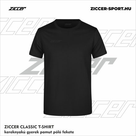 ZICCER CLASSIC T-SHIRT kereknyakú gyerek pamut póló fekete