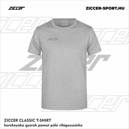 ZICCER CLASSIC T-SHIRT kereknyakú gyerek pamut póló világosszürke