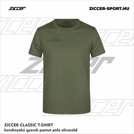 ZICCER CLASSIC T-SHIRT kereknyakú gyerek pamut póló olívzöld