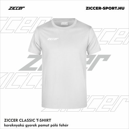 ZICCER CLASSIC T-SHIRT kereknyakú gyerek pamut póló fehér