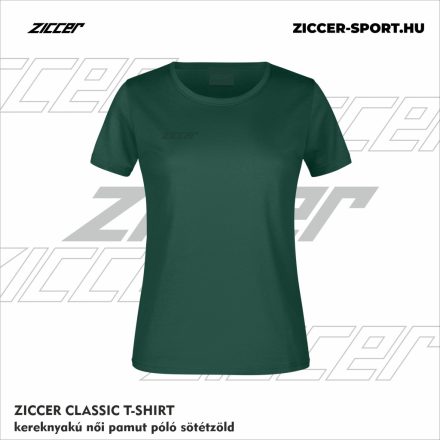 ZICCER CLASSIC T-SHIRT kereknyakú női pamut póló sötétzöld