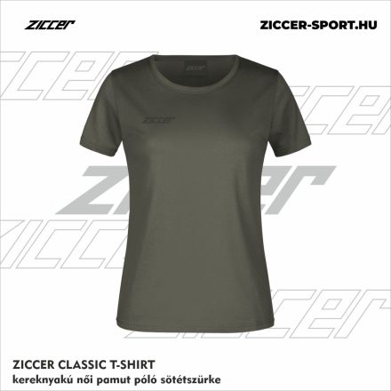 ZICCER CLASSIC T-SHIRT kereknyakú női pamut póló sötétszürke