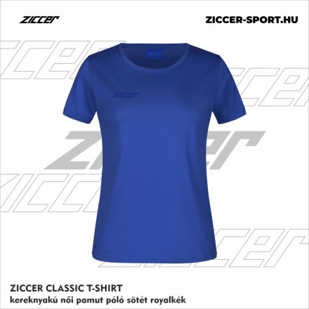 ZICCER CLASSIC T-SHIRT kereknyakú női pamut póló sötét royalkék