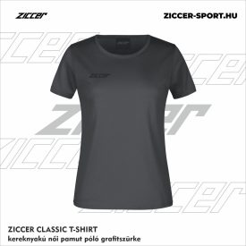   ZICCER CLASSIC T-SHIRT kereknyakú női pamut póló grafitszürke