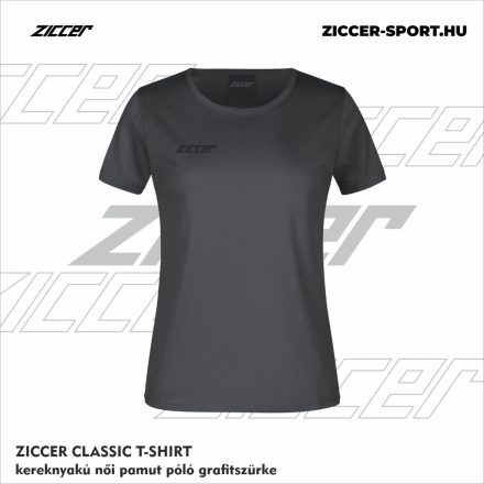 ZICCER CLASSIC T-SHIRT kereknyakú női pamut póló grafitszürke