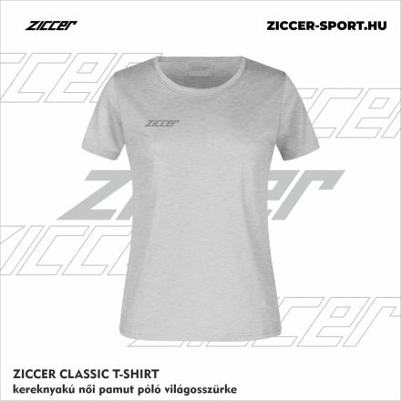 ZICCER CLASSIC T-SHIRT kereknyakú női pamut póló világosszürke