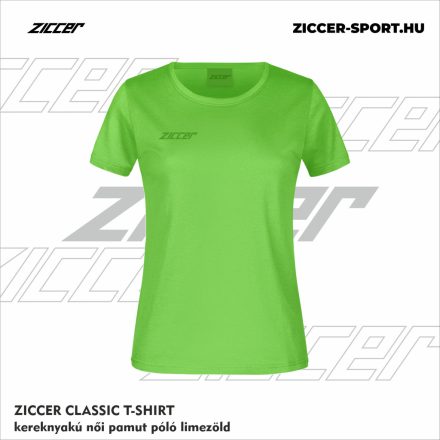 ZICCER CLASSIC T-SHIRT kereknyakú női pamut póló limezöld