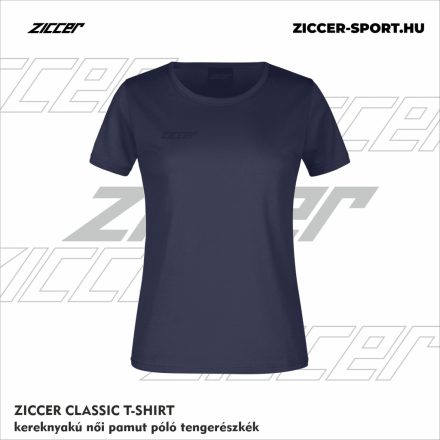 ZICCER CLASSIC T-SHIRT kereknyakú női pamut póló tengerészkék