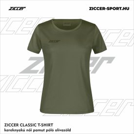   ZICCER CLASSIC T-SHIRT kereknyakú női pamut póló olívzöld