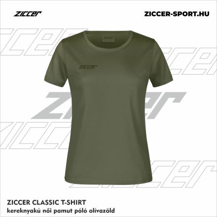 ZICCER CLASSIC T-SHIRT kereknyakú női pamut póló olívzöld