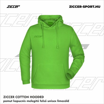 ZICCER COTTON HOODED pamut kapucnis melegítő felső unisex limezöld