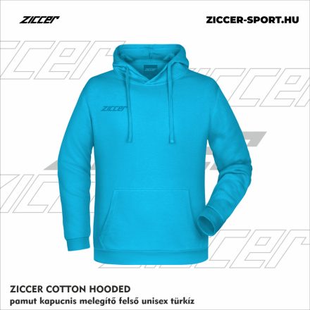 ZICCER COTTON HOODED pamut kapucnis melegítő felső unisex türkiz
