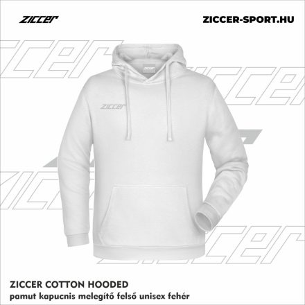 ZICCER COTTON HOODED pamut kapucnis melegítő felső unisex fehér
