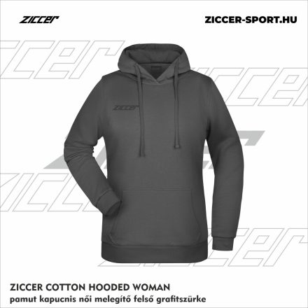 ZICCER COTTON HOODED WOMAN pamut kapucnis melegítő felső női grafitszürke