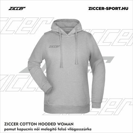 ZICCER COTTON HOODED WOMAN pamut kapucnis melegítő felső női világosszürke