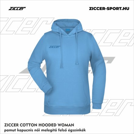 ZICCER COTTON HOODED WOMAN pamut kapucnis melegítő felső női égszínkék