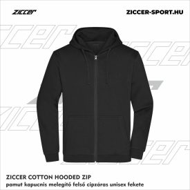   ZICCER COTTON HOODED ZIP pamut kapucnis melegítő felső cipzáras unisex fekete
