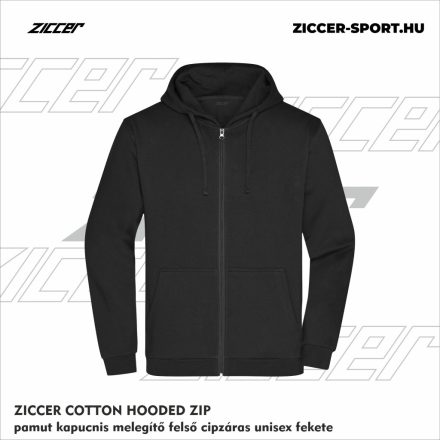 ZICCER COTTON HOODED ZIP pamut kapucnis melegítő felső cipzáras unisex fekete