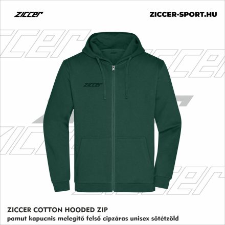 ZICCER COTTON HOODED ZIP pamut kapucnis melegítő felső cipzáras unisex sötétzöld