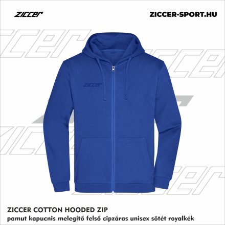 ZICCER COTTON HOODED ZIP pamut kapucnis melegítő felső cipzáras unisex sötét royalkék