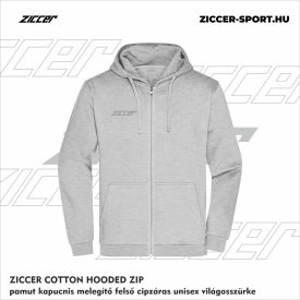  ZICCER COTTON HOODED ZIP pamut kapucnis melegítő felső cipzáras unisex világosszürke