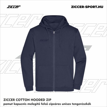 ZICCER COTTON HOODED ZIP pamut kapucnis melegítő felső cipzáras unisex tengerészkék