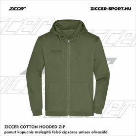  ZICCER COTTON HOODED ZIP pamut kapucnis melegítő felső cipzáras unisex olívzöld