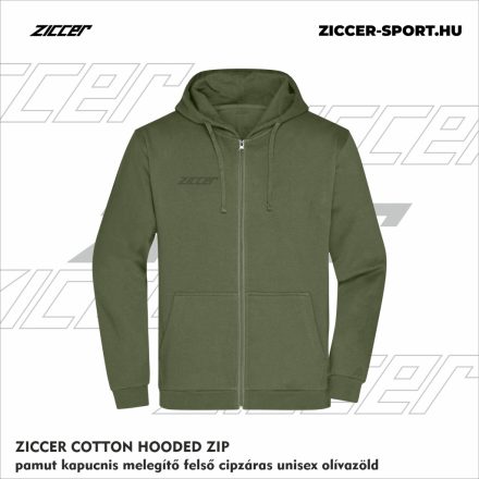 ZICCER COTTON HOODED ZIP pamut kapucnis melegítő felső cipzáras unisex olívzöld
