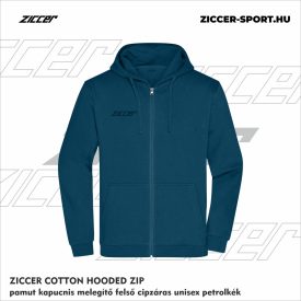   ZICCER COTTON HOODED ZIP pamut kapucnis melegítő felső cipzáras unisex petrolkék