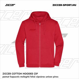   ZICCER COTTON HOODED ZIP pamut kapucnis melegítő felső cipzáras unisex piros