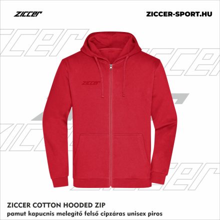 ZICCER COTTON HOODED ZIP pamut kapucnis melegítő felső cipzáras unisex piros