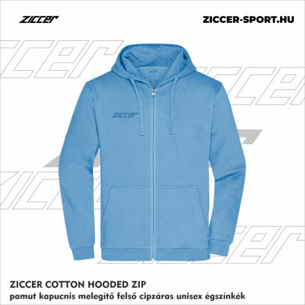 ZICCER COTTON HOODED ZIP pamut kapucnis melegítő felső cipzáras unisex égszínkék
