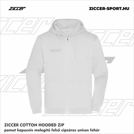 ZICCER COTTON HOODED ZIP pamut kapucnis melegítő felső cipzáras unisex fehér