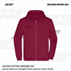   ZICCER COTTON HOODED ZIP pamut kapucnis melegítő felső cipzáras unisex bordó
