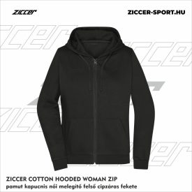   ZICCER COTTON HOODED WOMAN ZIP pamut kapucnis melegítő felső cipzáras női fekete