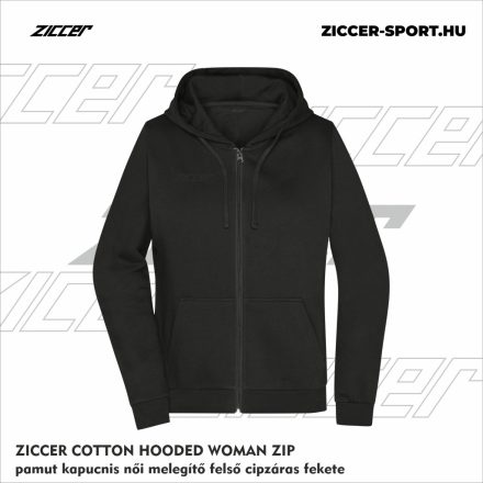 ZICCER COTTON HOODED WOMAN ZIP pamut kapucnis melegítő felső cipzáras női fekete