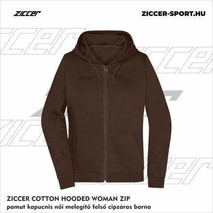 ZICCER COTTON HOODED WOMAN ZIP pamut kapucnis melegítő felső cipzáras női barna