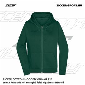   ZICCER COTTON HOODED WOMAN ZIP pamut kapucnis melegítő felső cipzáras női sötétzöld