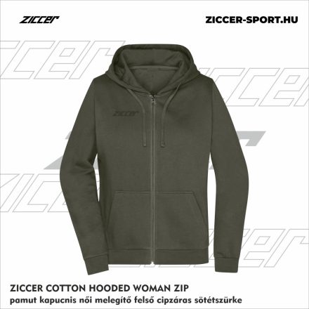 ZICCER COTTON HOODED WOMAN ZIP pamut kapucnis melegítő felső cipzáras női sötétszürke