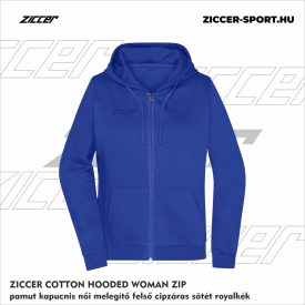   ZICCER COTTON HOODED WOMAN ZIP pamut kapucnis melegítő felső cipzáras női sötét royalkék