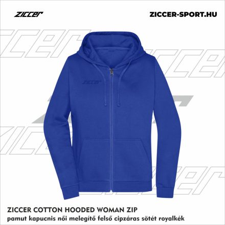 ZICCER COTTON HOODED WOMAN ZIP pamut kapucnis melegítő felső cipzáras női sötét royalkék